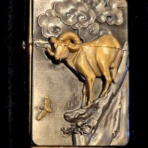 Sharp Big Horned Sheep Emblem Zippo Lighter